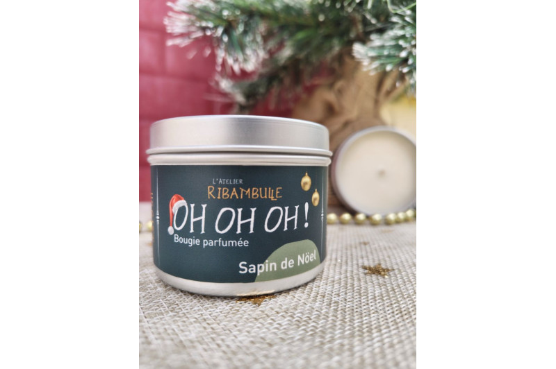 Bougie artisanale sapin de Noël - Oh oh oh !