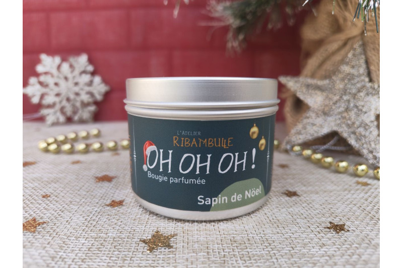 Bougie artisanale sapin de Noël - Oh oh oh !