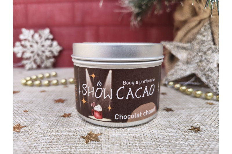 Bougie artisanale show cacao - parfum chocolat chaud
