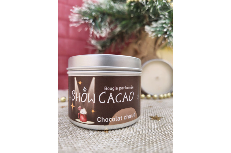 Bougie artisanale show cacao - parfum chocolat chaud