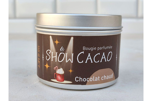 Bougie artisanale show cacao - parfum chocolat chaud