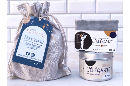 Duo cadeau savon et bougie fève tonka | Atelier Ribambulle